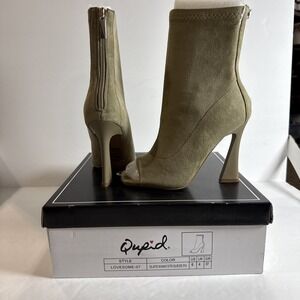 Qupid Love some Khakisuede‎ zipper Open Toe Ankle BOOT women's size 6
